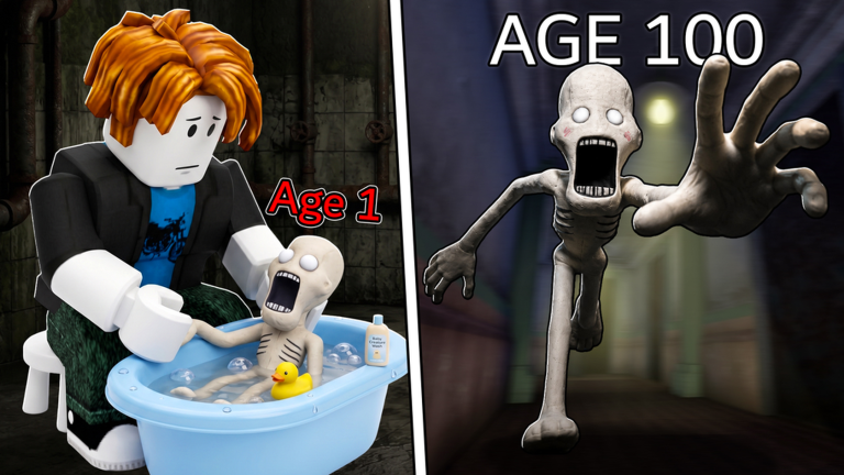 Official Raise an Anomaly artwork of Age 1 bath versus Age 100 hallway adult